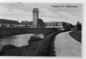 Königsberg (Pr.), Stadtkreis Königsberg  Königsberg, Wallpromenade mit Evangelischer Kirche und Haus der Technik 