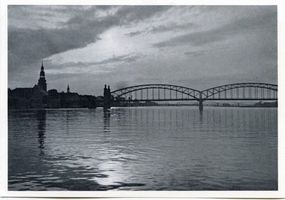 Tilsit, Stadt, Stadtkreis Tilsit  Tilsit,Stadt, Abendlicher Blick zur Königin-Luise-Brücke von Nordosten 