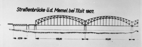 Tilsit, Stadt, Stadtkreis Tilsit  Tilsit, Königin-Luise-Brücke, Technische Zeichnung Tilsit, Luisen-Brücke