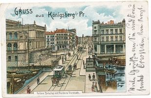 Königsberg (Pr.), Stadtkreis Königsberg  Königsberg, Grüne Brücke mit vorderer Vorstadt, Lithographie Königsberg, Grüne Brücke