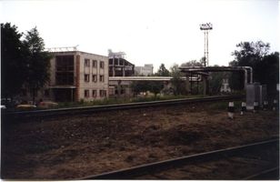 Tilsit, Stadt, Stadtkreis Tilsit  Tilsit (Советск), Blick über die Gleisanlagen auf die Zellstofffabrik 