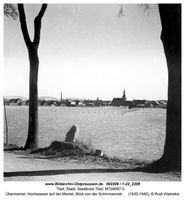 Tilsit, Stadt, Stadtkreis Tilsit Schirrmannstraße  Tilsit, Blick auf die Stadt vom nördlichen Memelufer