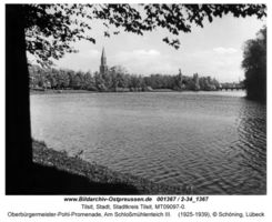 Tilsit, Stadt, Stadtkreis Tilsit Oberbürgermeister-Pohl-Promenade  Tilsit, nördliches und westliches Schloßmühlenteich-Ufer