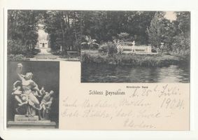 Beinuhnen, Kreis Angerapp  Beynuhnen, Schlosspark, Dorischer Tempel, Griechische Bank, Laokoongruppe 