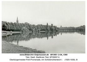 Tilsit, Stadt, Stadtkreis Tilsit Oberbürgermeister-Pohl-Promenade  Tilsit, nördliches und westliches Schloßmühlenteich-Ufer