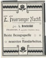Königsberg (Pr.), Stadtkreis Königsberg Theaterstraße Königsberg (Pr.), Theaterstraße, Handarbeiten, E. Feuersenger Nachf. Königsberg, Anzeigen