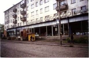 Tilsit, Stadt, Stadtkreis Tilsit Kleffelstraße Tilsit (Советск), Warenhaus in der ehemaligen Kleffelstraße Ecke Bahnhofstraße 