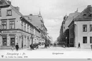 Königsberg (Pr.), Stadtkreis Königsberg Straße der SA Königsberg, Königstraße mit Pferdefuhrwerken Königsberg, Offizier-Casino