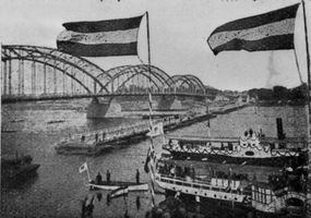 Tilsit, Stadt, Stadtkreis Tilsit  Tilsit, Das letzte Abschwenken der Schiffbrücke !8.10. 1907 Tilsit, Alte Schiffbrücke