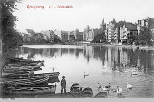 Königsberg (Pr.), Stadtkreis Königsberg  Königsberg, Schloßteich mit Bootsanleger Königsberg, Schloß