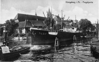 Königsberg (Pr.), Stadtkreis Königsberg  Königsberg, Pregelpartie mit Dampfer  Tilsit  Königsberg, Pregel