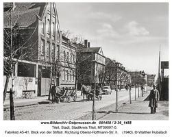 Tilsit, Stadt, Stadtkreis Tilsit Fabrikstraße 41-45  Tilsit, südliche Innenstadt nördl. Schloßmühlenteich, westl. Teil zwischen Clausiusstr. (inkl.) und Wasserstr. (exkl.)