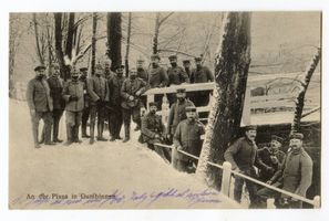 Gumbinnen, Stadt, Kreis Gumbinnen  Gumbinnen, An der Pissa, Soldaten im Winter Gumbinnen, 1. Weltkrieg