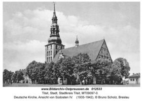 Tilsit, Stadt, Stadtkreis Tilsit Fletcherplatz  Tilsit, Deutsche Kirche (Deutschordens-Kirche, Stadtkirche, Alte Kirche)