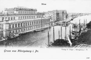 Königsberg (Pr.), Stadtkreis Königsberg  Königsberg, Börse und Blick auf Pregel Königsberg, Pregel