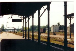 Tilsit, Stadt, Stadtkreis Tilsit Kleffelstraße Tilsit, Bahnhof, Blick vom Bahnsteig 1 auf den Viadukt 