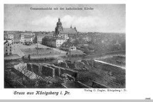Königsberg (Pr.), Stadtkreis Königsberg Katholische Kirchenstraße (fr. Kirchenstraße) Königsberg, Neuer Markt und Katholische Kirche 