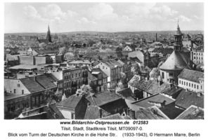 Tilsit, Stadt, Stadtkreis Tilsit Hohe Straße  Tilsit, Hohe Str. zwischen Saarstr. (fr. Kirchenstr.) und Dammstr., südlicher Teil (Nr. 82-96)