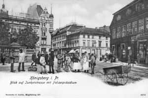 Königsberg (Pr.), Stadtkreis Königsberg Junkerstraße 10 Königsberg, Münzplatz, Junkerstraße mit Blick auf Polizeipräsidium 
