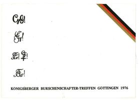 Königsberg (Pr.), Stadtkreis Königsberg  Königsberg (Pr.), Karte des Königsberger Burschenschafter-Treffens in Göttingen Königsberg, Studentenverbindungen, Korporationen