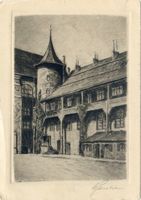 Königsberg (Pr.), Stadtkreis Königsberg  Königsberg (Pr.), Schloßhof mit Blutgericht, Lithographie Königsberg, Weinrestaurant 
