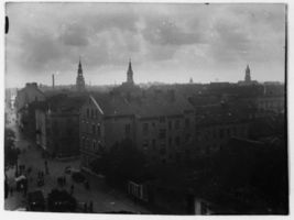 Tilsit, Stadt, Stadtkreis Tilsit  Tilsit, Blick über die Stadt mit den Türmen von Deutscher Kirche, Rathaus und Christuskirche 