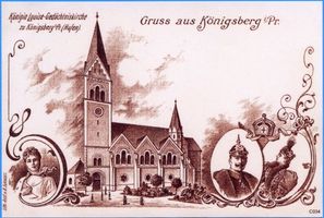 Königsberg (Pr.), Stadtkreis Königsberg Lawsker Allee Königsberg (Pr.), Königin Luise Gedächtniskirche Königsberg, Stadtteil Hufen