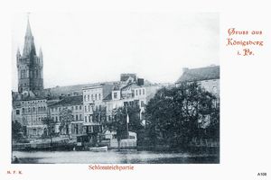 Königsberg (Pr.), Stadtkreis Königsberg  Königsberg, Schloßteichpartie mit Schloßturm Königsberg, Schloßteich