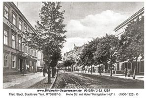 Tilsit, Stadt, Stadtkreis Tilsit Hohe Straße  Tilsit, Hohe Str. vom Hohen Tor zur Langgasse, nördlicher Teil (Nr. 33-44)