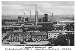 Tilsit, Stadt, Stadtkreis Tilsit Stolbecker Straße  Tilsit, Zellstoff-Fabrik auf der Mühleninsel