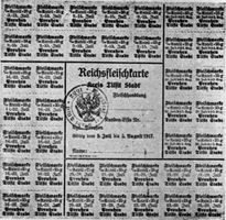 Tilsit, Stadt, Stadtkreis Tilsit  Tilsit, Fleischkarte der Stadt vom 9. Juli bis 5. August 1917 