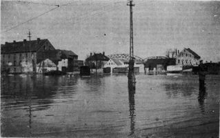 Tilsit, Stadt, Stadtkreis Tilsit Schloßplatz Tilsit, Überschwemmung auf dem Schlossplatz II Tilsit, Eisgang und Hochwasser