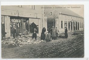 Haselberg (Ostpr.), Kreis Schloßberg  Lasdehnen, Zerstörter Uhrmacherladen nach dem Russeneinfall 