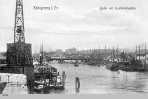 Königsberg (Pr.), Stadtkreis Königsberg Kranstraße Königsberg, Hafen mit Eisenbahnbrücke Königsberg, alte Eisenbahnbrücke