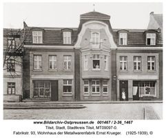 Tilsit, Stadt, Stadtkreis Tilsit Fabrikstraße 93  Tilsit, südliche Innenstadt nördl. Schloßmühlenteich, östl. Teil zwischen Wasserstr. (inkl.) und Dammstr. (exkl.)