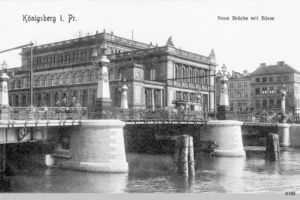 Königsberg (Pr.), Stadtkreis Königsberg Vordere Vorstadt Königsberg, Neue Grüne Brücke mit Börse Königsberg, Pregel