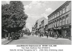 Tilsit, Stadt, Stadtkreis Tilsit Hohe Straße 57-60  Tilsit, Hohe Str. zwischen Langgasse und Wasserstr., südlicher Teil (Nr. 57-71)