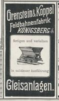 Königsberg (Pr.), Stadtkreis Königsberg  Königsberg (Pr.), Grenstein & Koppel, Gleisanlagen Königsberg, Anzeigen