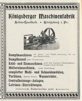 Königsberg (Pr.), Stadtkreis Königsberg  Königsberg (Pr.), Königsberger Maschinenfabrik Königsberg, Anzeigen