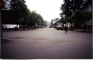 Tilsit, Stadt, Stadtkreis Tilsit  Tilsit (Советск), Blick vom Pfarrhaus in die ehemalige Clausiusstraße bis zur Königsberger Straße 