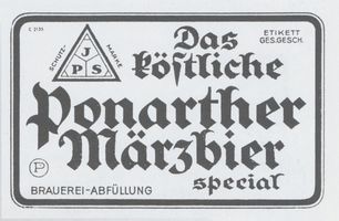 Königsberg (Pr.), Stadtkreis Königsberg  Königsberg, Brauerei Pornath, Etikett Königsberg, Stadtteil Ponarth