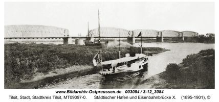 Tilsit, Stadt, Stadtkreis Tilsit   Tilsit, Privater und Städtischer Hafen an der Eisenbahnbrücke