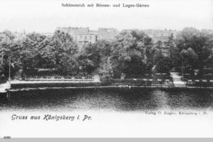Königsberg (Pr.), Stadtkreis Königsberg  Königsberg, Schloßteich mit Logen- und Börsengarten Königsberg, Schloßteich