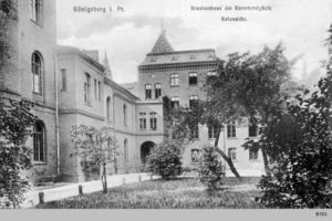 Königsberg (Pr.), Stadtkreis Königsberg Altroßgärter-Kirchenstraße Königsberg, Krankenhaus der Barmherzigkeit Hofansicht Königsberg, Krankenhäuser und Kliniken