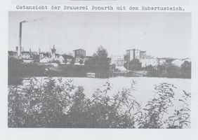 Königsberg (Pr.), Stadtkreis Königsberg  Königsberg, Ponarth, Ostansicht der Brauerei mit dem Hubertusteich Königsberg, Stadtteil Ponarth
