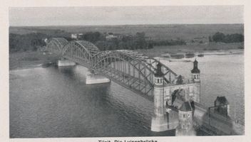 Tilsit, Stadt, Stadtkreis Tilsit  Tilsit, Die Luisenbrücke im Hintergrund die Memelniederung Tilsit, Auf der Luisen-Brücke