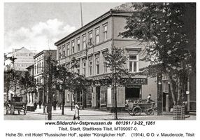 Tilsit, Stadt, Stadtkreis Tilsit Hohe Straße  Tilsit, Hohe Str. zwischen Langgasse und Wasserstr., südlicher Teil (Nr. 57-71)