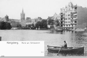 Königsberg (Pr.), Stadtkreis Königsberg  Königsberg, Partie am Schloßteich und Blick auf das Schloß Königsberg, Schloß