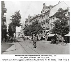 Tilsit, Stadt, Stadtkreis Tilsit Hohe Straße 33-39  Tilsit, Hohe Str. vom Hohen Tor zur Langgasse, nördlicher Teil (Nr. 33-44)