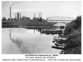 Tilsit, Stadt, Stadtkreis Tilsit   Tilsit, Privater und Städtischer Hafen an der Eisenbahnbrücke